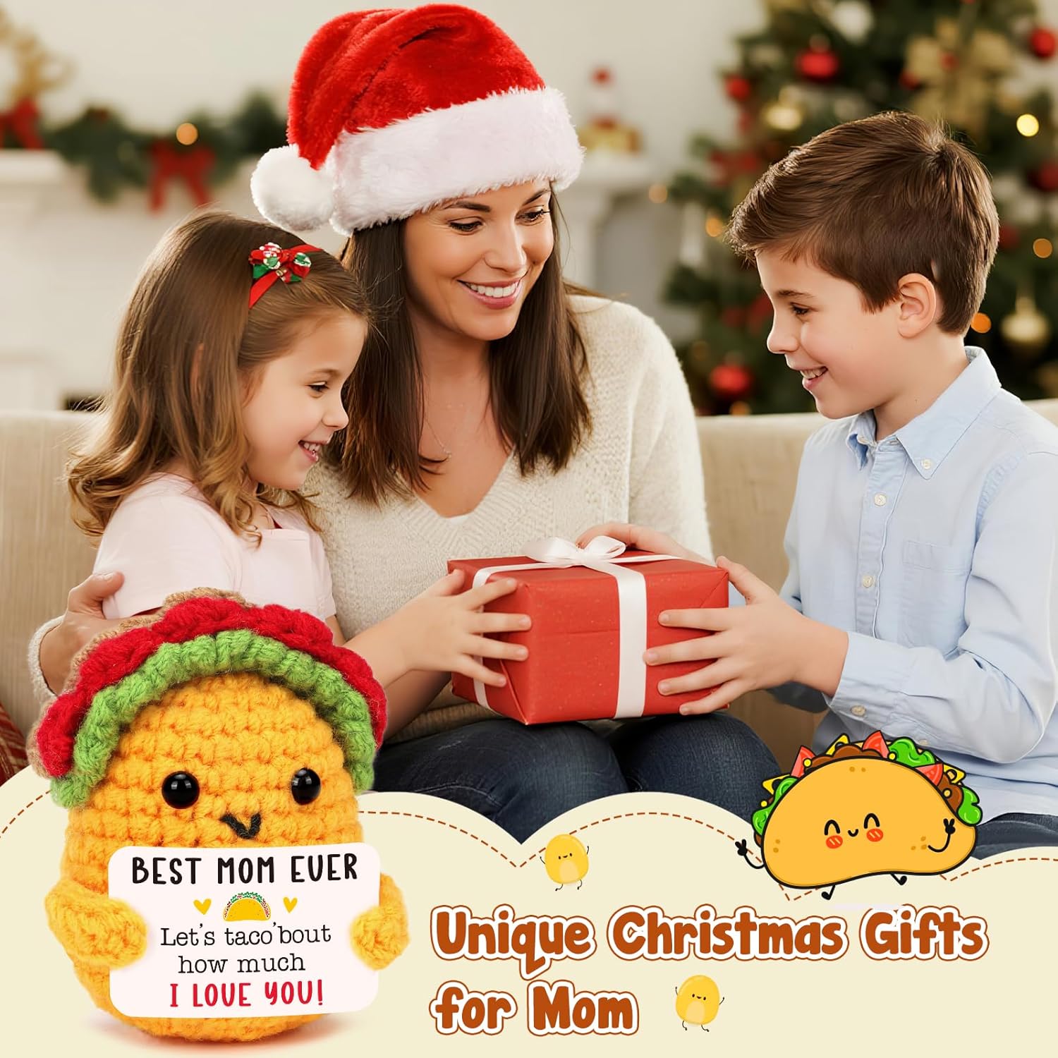 Gifts for Mom Christmas Birthday Gifts from Daughter Son, I Love Best Mom Ever Christmas Birthday Mothers Day Ideas Gift, Funny Crochet New Bonus Step Single Moms Mama Mum Valentines 2025 Present - Image 2