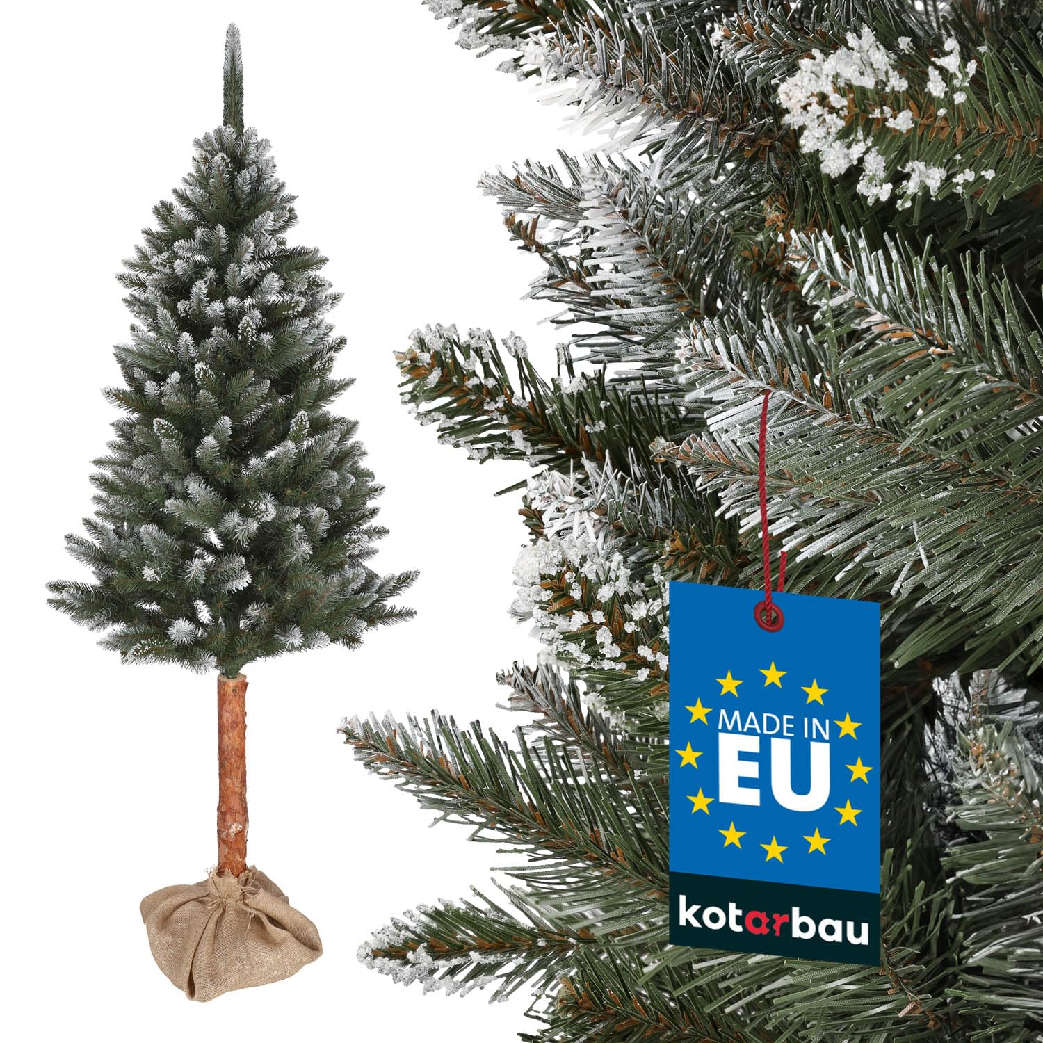 Árbol Navidad Artificial REYKJAVIK, Saco Yute, Nevado,blanco,75cm27cm