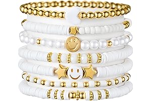LieToi Preppy Heishi Bracelets Stackable Disc