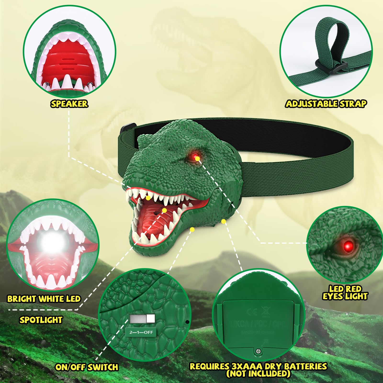 Dinosaur Headlamp for Kids - Nitigo -2 Dinosaur Headlamp for Kids - Nitigo -2