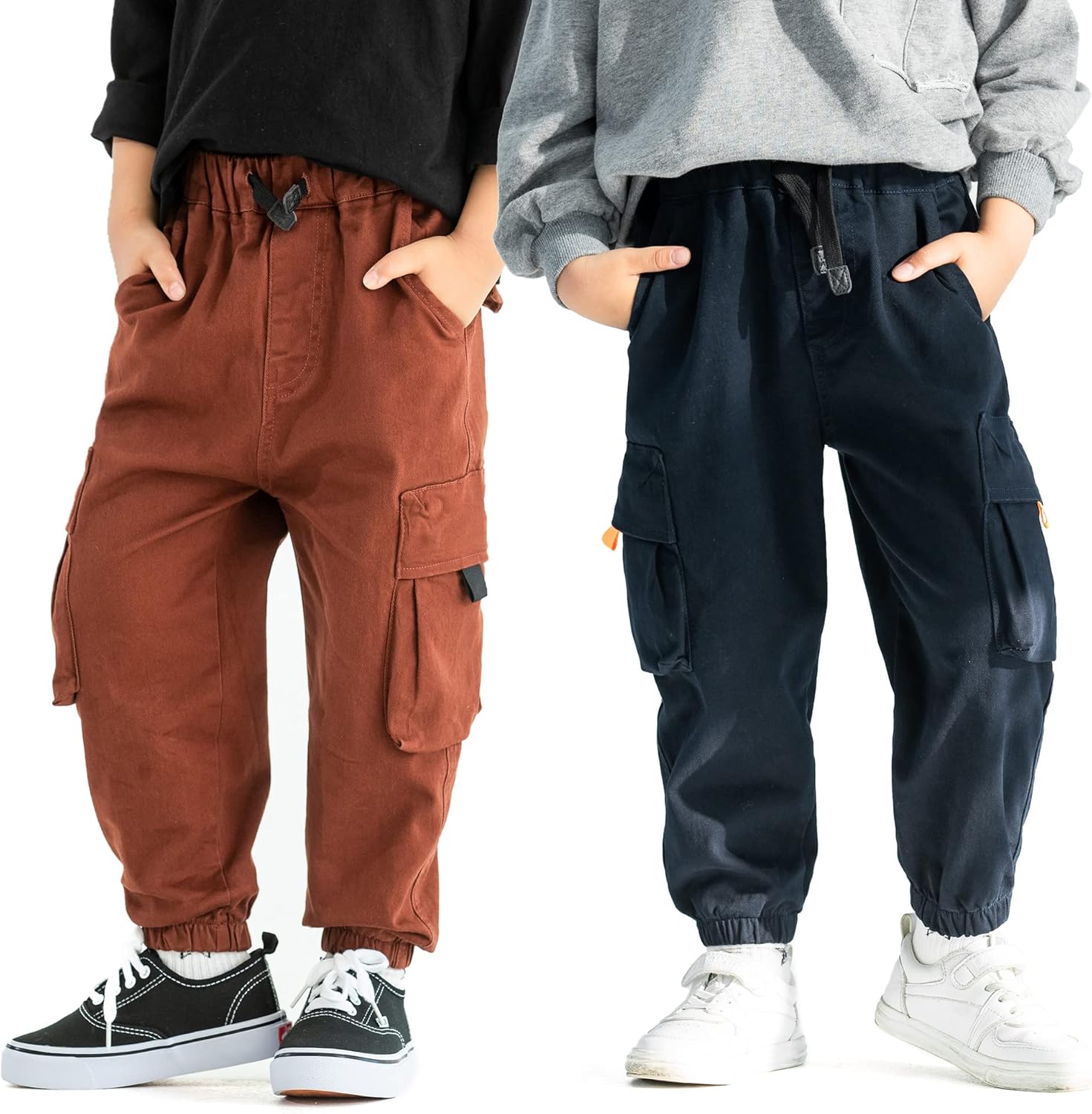 MINI PANDA Toddler Pants, Black Pants Toddler Boys or Girls, Little Boy Pants 2-Pieces