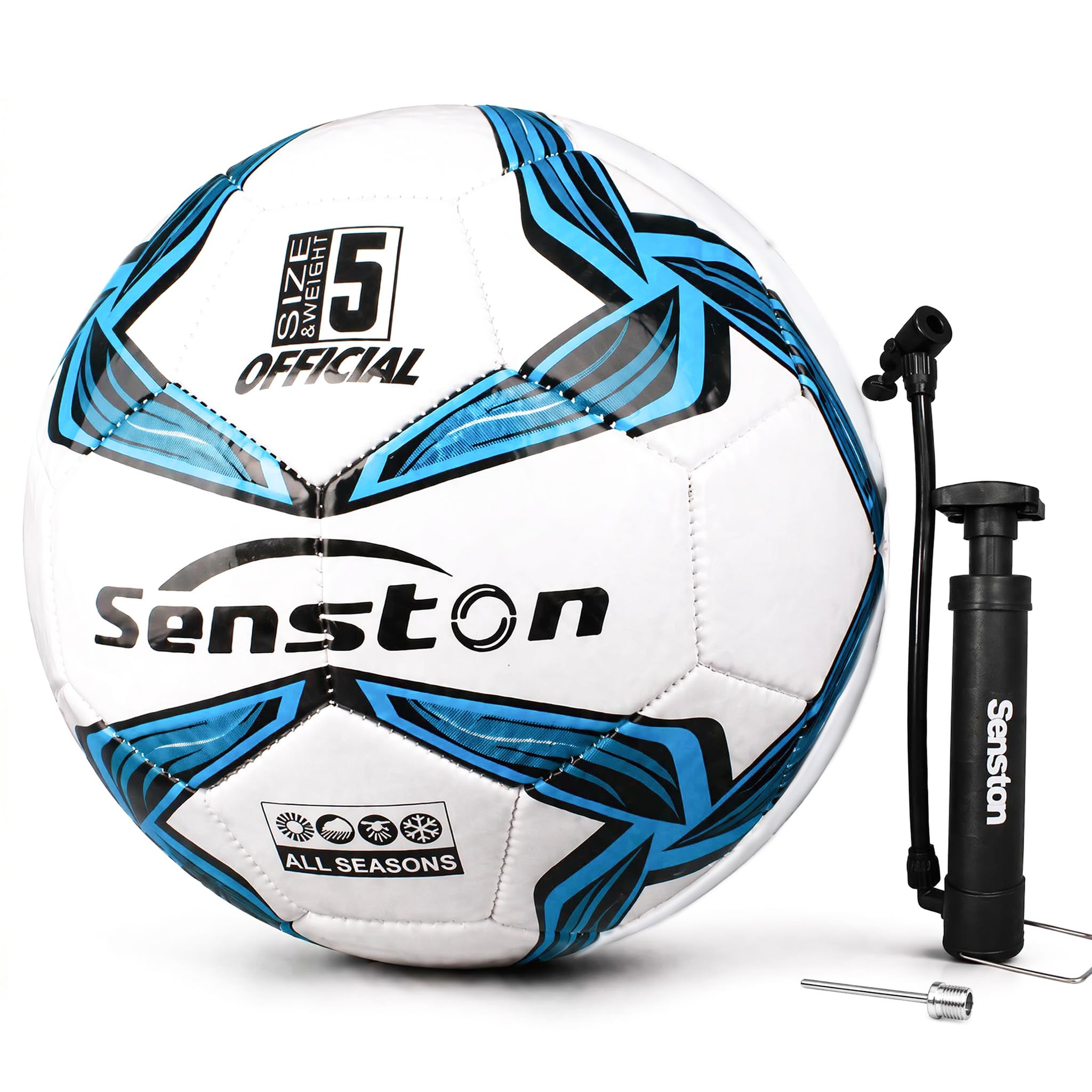 Senston Fussball Mit Pumpe, Soft-Touch Fußball Größe 4 / GröSse 5 | Abriebfest, wasserbeständig, guter Rückprall, für Rasen/Kunstrasen, inkl. Pumpe