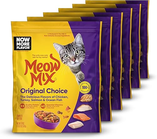 Meow Mix Original Choice - Alimento seco para gatos, 18 onzas (paquete de 6)