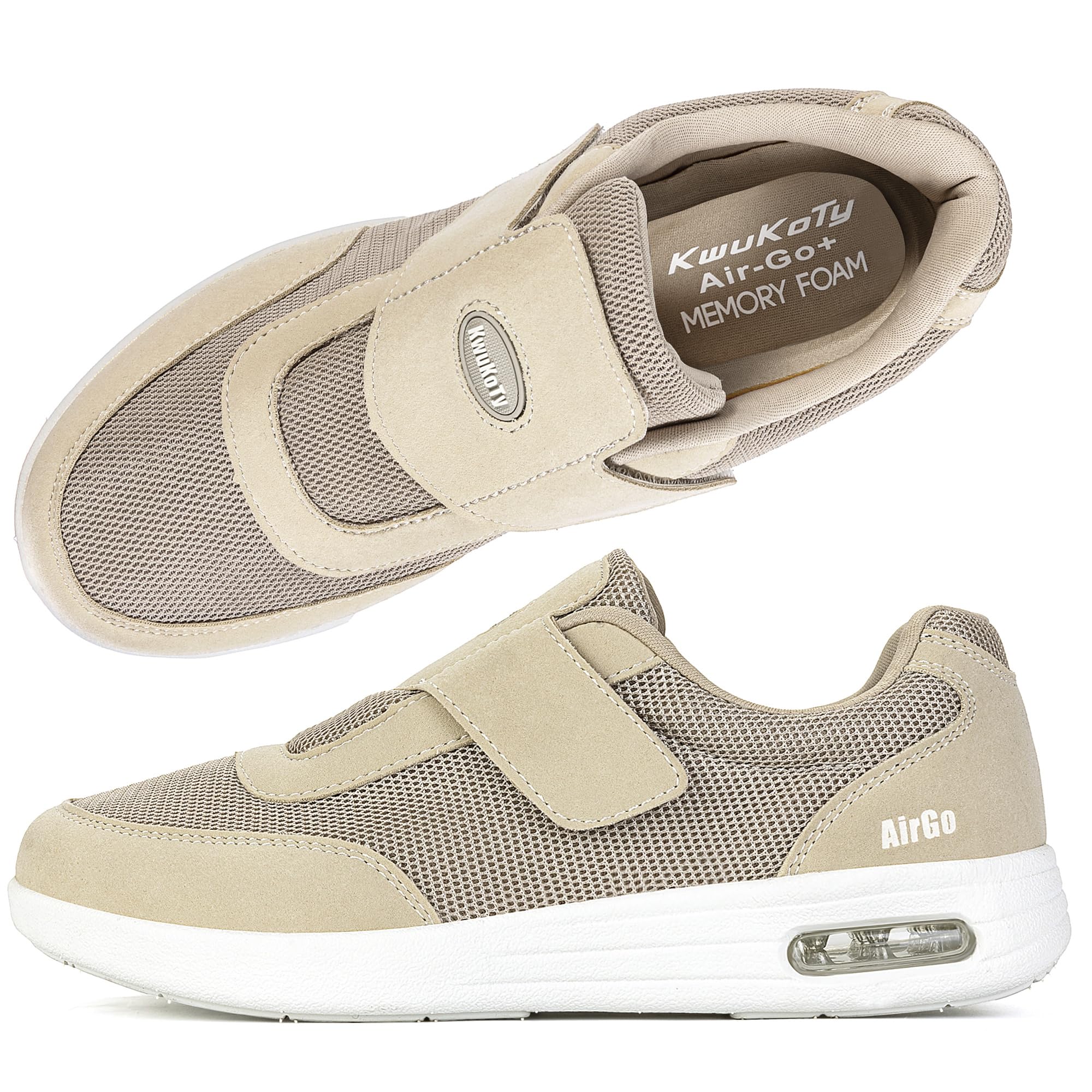 Diabetiker Schuhe Herren Damen, Orthopädische Schuhe Extra Weit | Anpassbare 3-lagige Einlegesohle, leichter Klettverschluss, stoßdämpfendes Luftpolster und rutschfeste Laufsohle