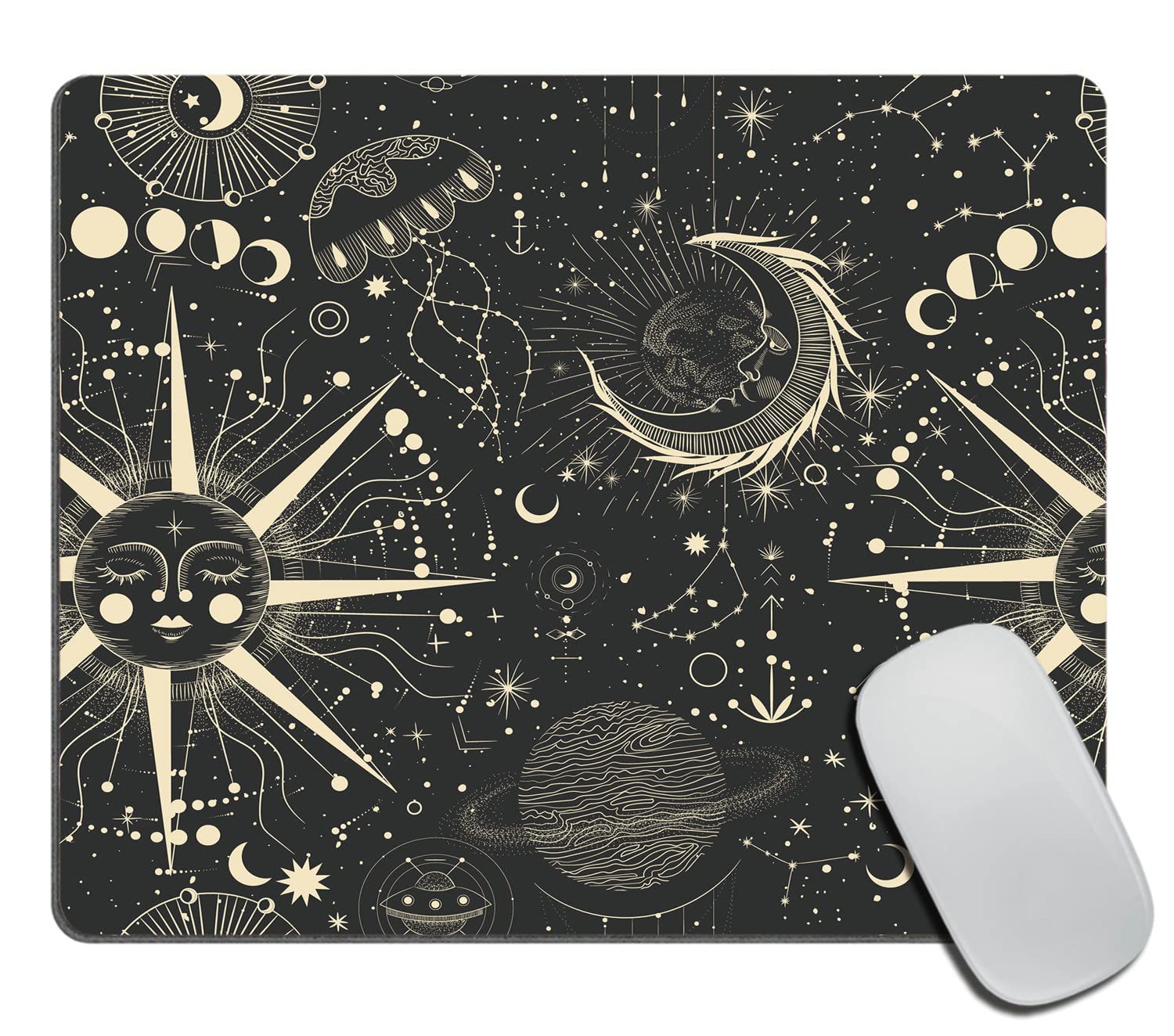 Mouse Pad Celestial Pattern Office Gift Mouse Mat Space Mouse Pad Horoscope Mousepad Star Mousemat Desk Accessories Gift for Her Desk Decor 9.5"x7.9"