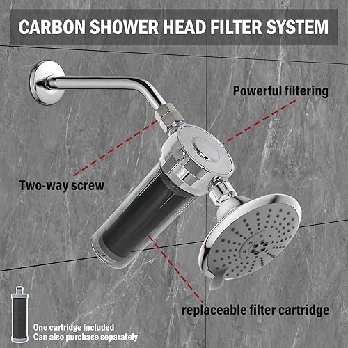 Miniatura 6 de Filtro de cabezal de ducha para agua dura, filtro de agua para ducha de baño, filtro de ducha de carbono 2.0, elimina productos químicos tóxicos,