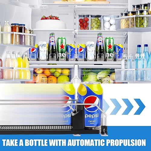 Miniatura 2 de Organizador de bebidas para refrigerador, dispensador de latas de soda autoempujable con diseño de rodillo mejorado para refrigerador, dispensador