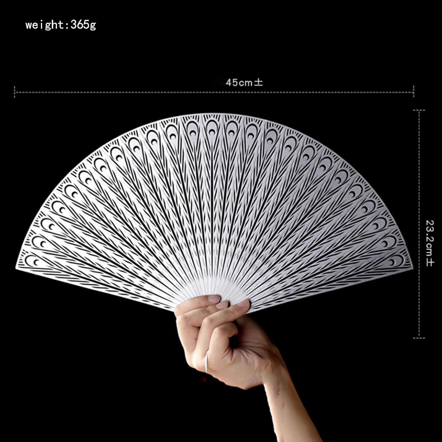Folding Fan Stainless Steel Hand Folding Fan Chinese Style EDC Gear Kung Fu Fan with Window Broken (Feather, 9.17")