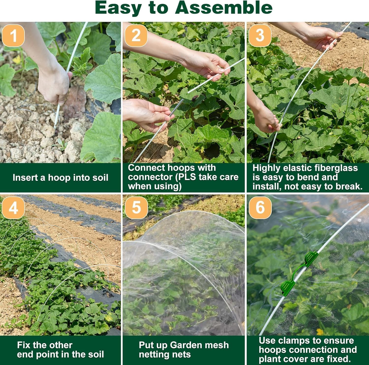 WADEO Garden Mesh Netting Kit for Raised Beds, 8x33Ft Greenhouse Covers for Garden Protection, Bird Insect Netting with Fiberglass Garden Hoops Frame for Vegetable Flowers Plant Row Cover