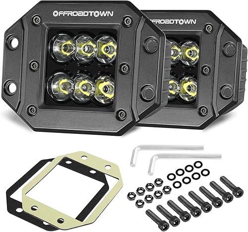 Cápsulas LED de Montaje Empotrado, OFFROADTOWN 5'' 12,000LM Luces de Conducción LED CREE Luz de Reversa Luz de Respaldo Barra de Luz Empotrada Luces
