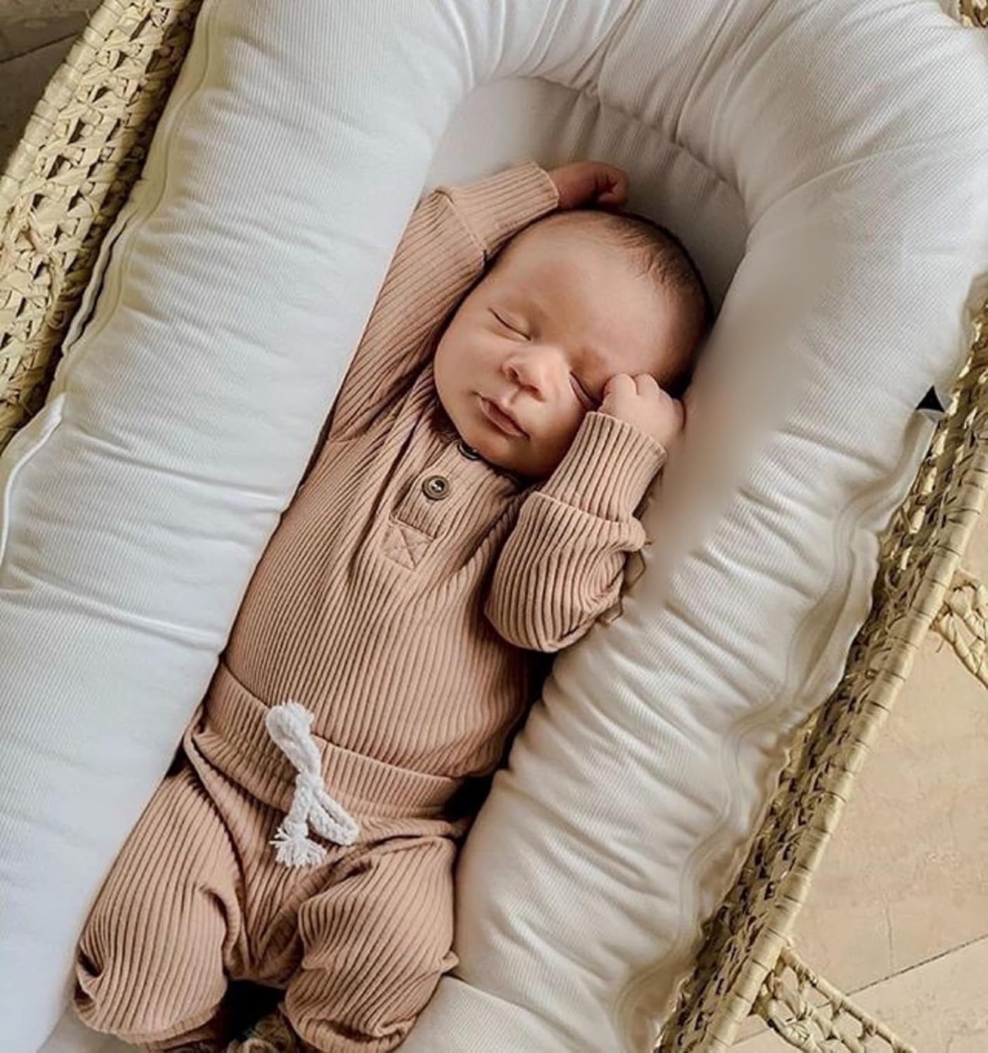 Newborn Baby Boy Girl Clothes Ribbed Knitted Cotton Long Sleeve Romper Long Pants Solid Color Fall Winter Outfits - Image 3