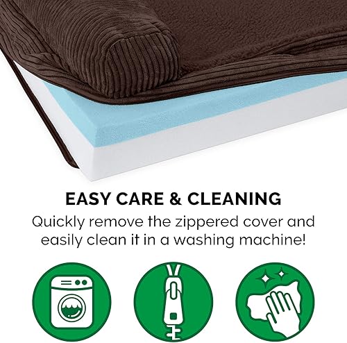 Miniatura 7 de Furhaven Cama para perro. Sofá estilo tradicional terapéutico. Sofá cama de lujo de sala para mascotas con funda extraíble, para perros y gatos