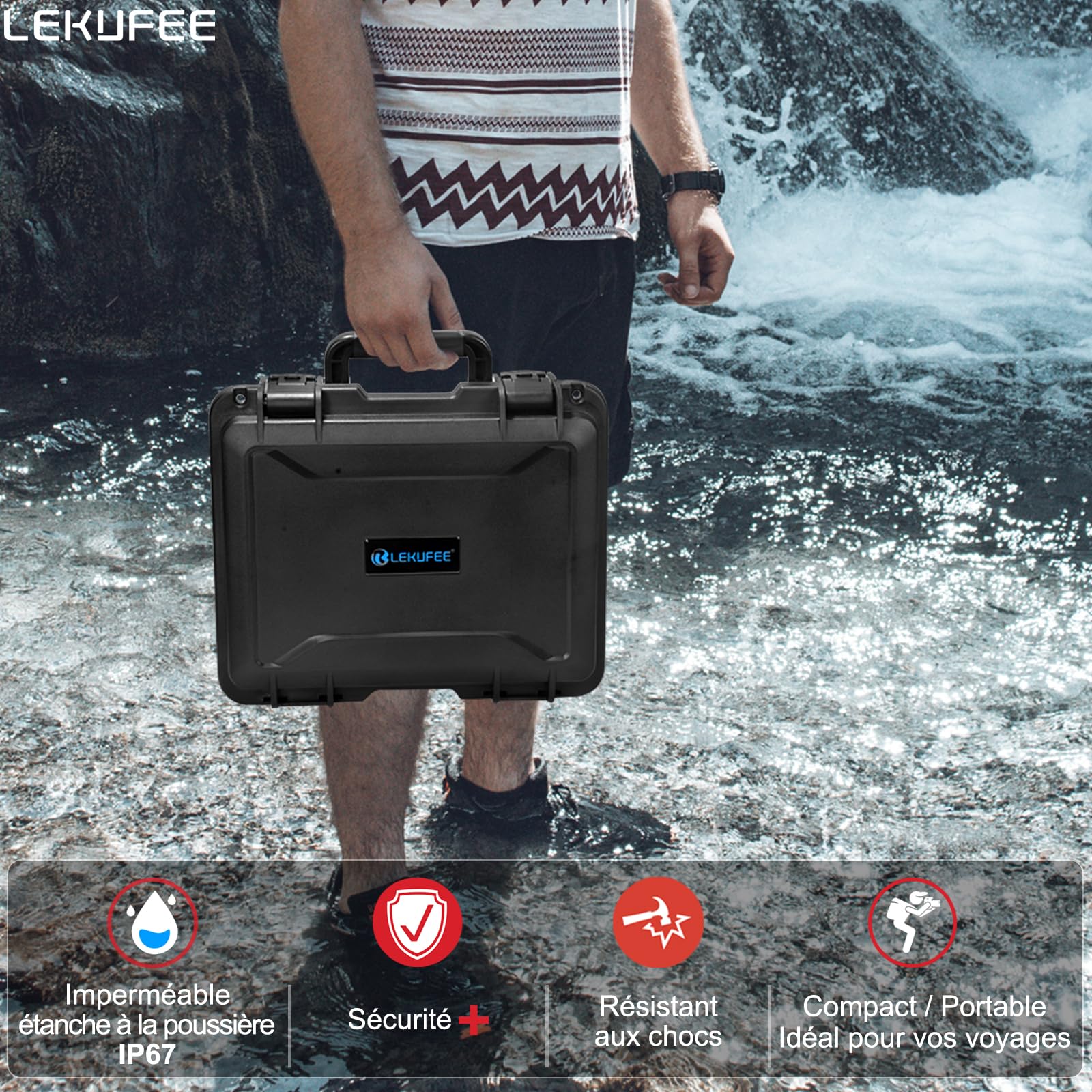 LEKUFEE Étui de Transport Rigide étanche pour DJI Mavic 3 Pro/Mavic 3 Classic/Mavic 3 Combo/Cine,DJI RC Pro/RC/N1 Télécommande et Accessoires (étui Uniquement)
