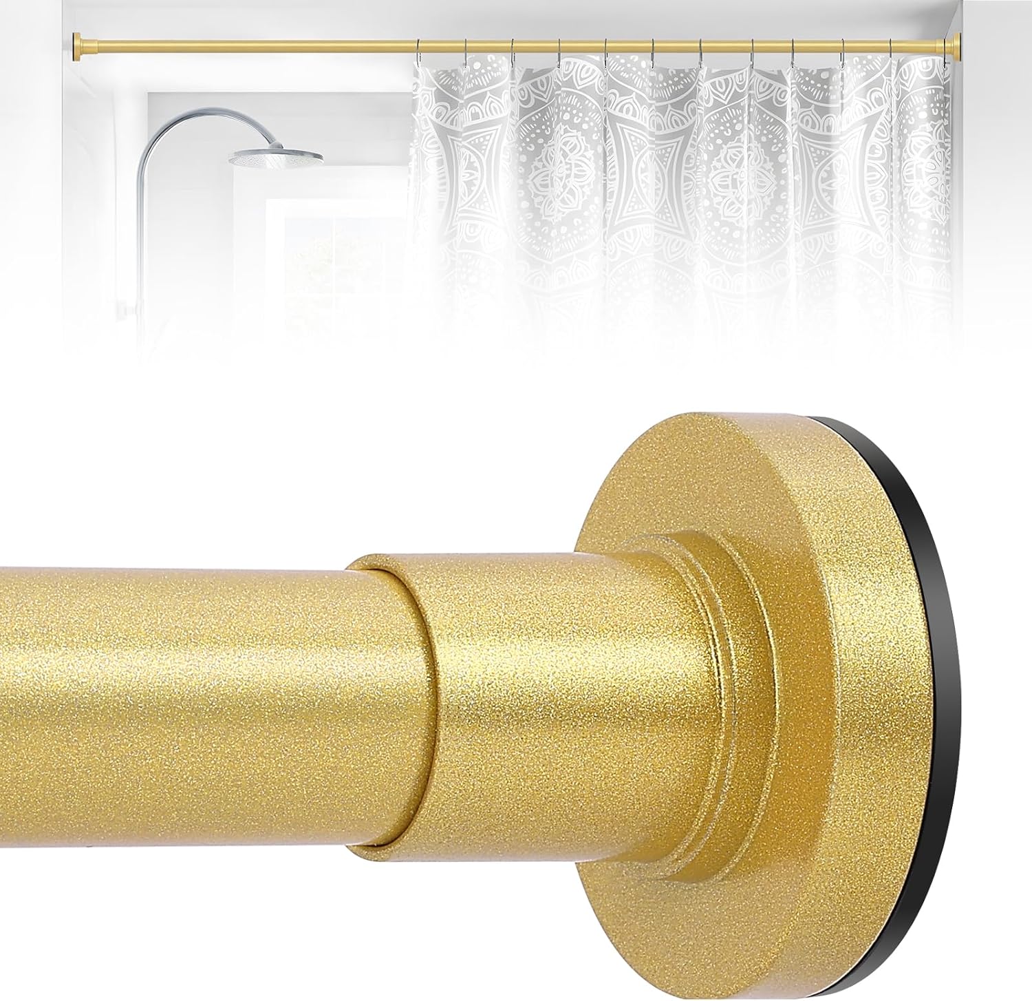 Amazon.com: HTZON Gold Shower Curtain Rod 27 to 71 Inch,Spring Tension ...