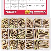 Vista 8 de YEEZET Kit de 236 arandelas de pernos y tuercas resistentes de grado 8, 1/4-20 5/16-18 3/8-16, tornillos hexagonales, tuercas, kit surtido, incluye