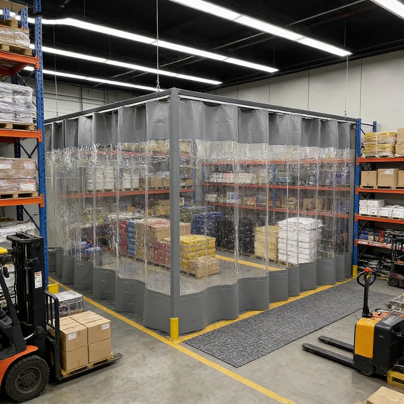 GJMSSMY Industrial Warehouse Partition Track - Quick Setup Motorcycle Shop Panel Divider Set Blackout Curtain 11.2x13ft for Space Optimization and Privacy