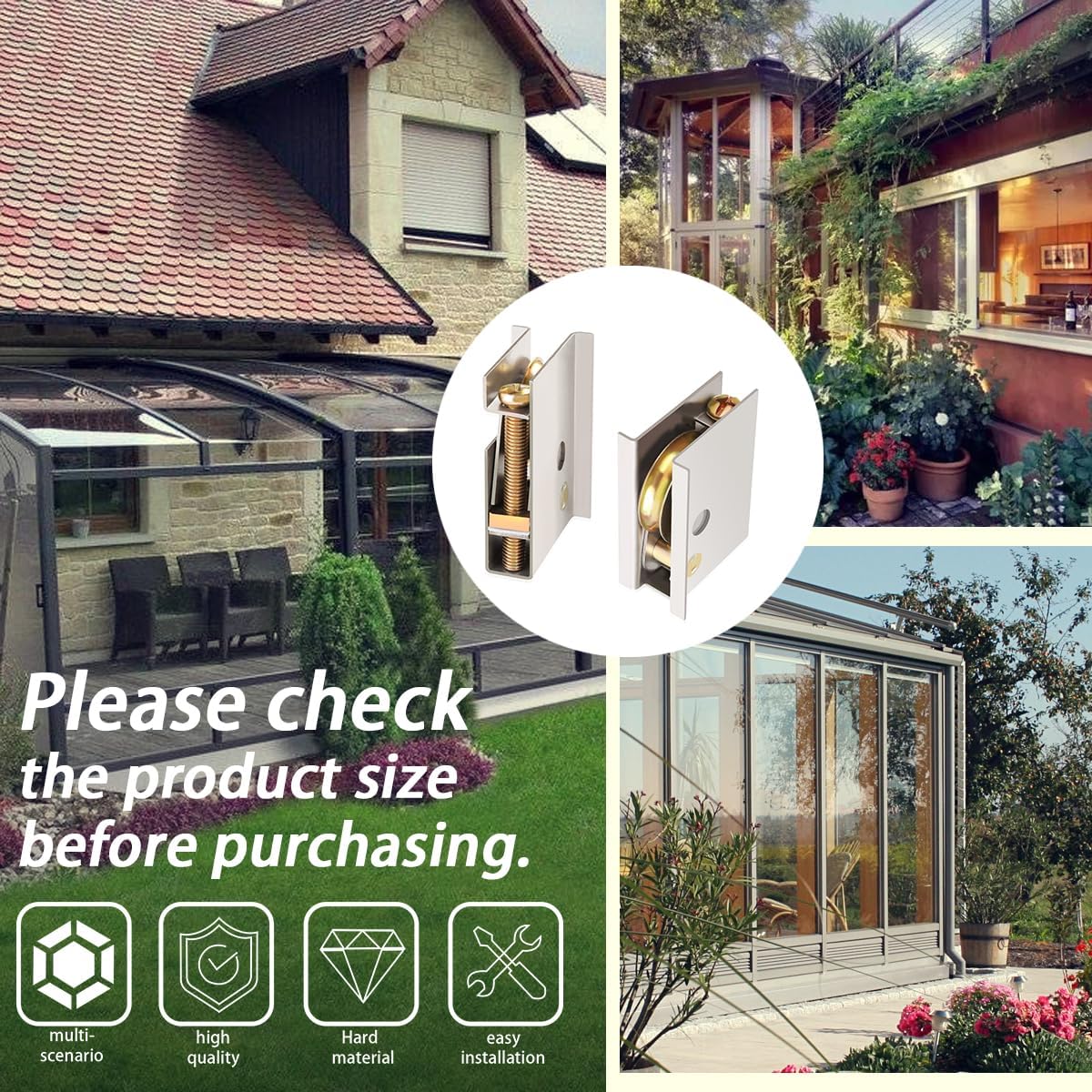 0C5Y00P0 Sliding Patio Door Rollers Compatible with P-Ella Sliding Patio Door 1-1/2”Steel Ball Wheel Bearing（2Set of Rollers）-Adjustable Roller Height