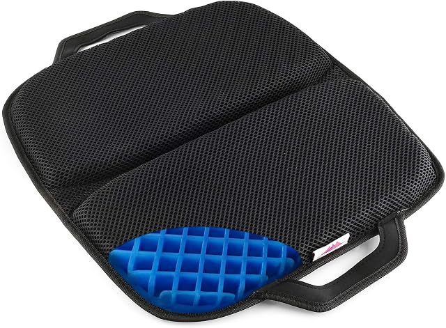 FOMI Premium All Gel Portable Seat Cushion | (15" x 17") | Comfortable Orthopedic Pad for Car, Office Chair, Wheelchair, Plane, or Home | Pressure Sore Relief, Prevents Sweaty Bottom | Foldable