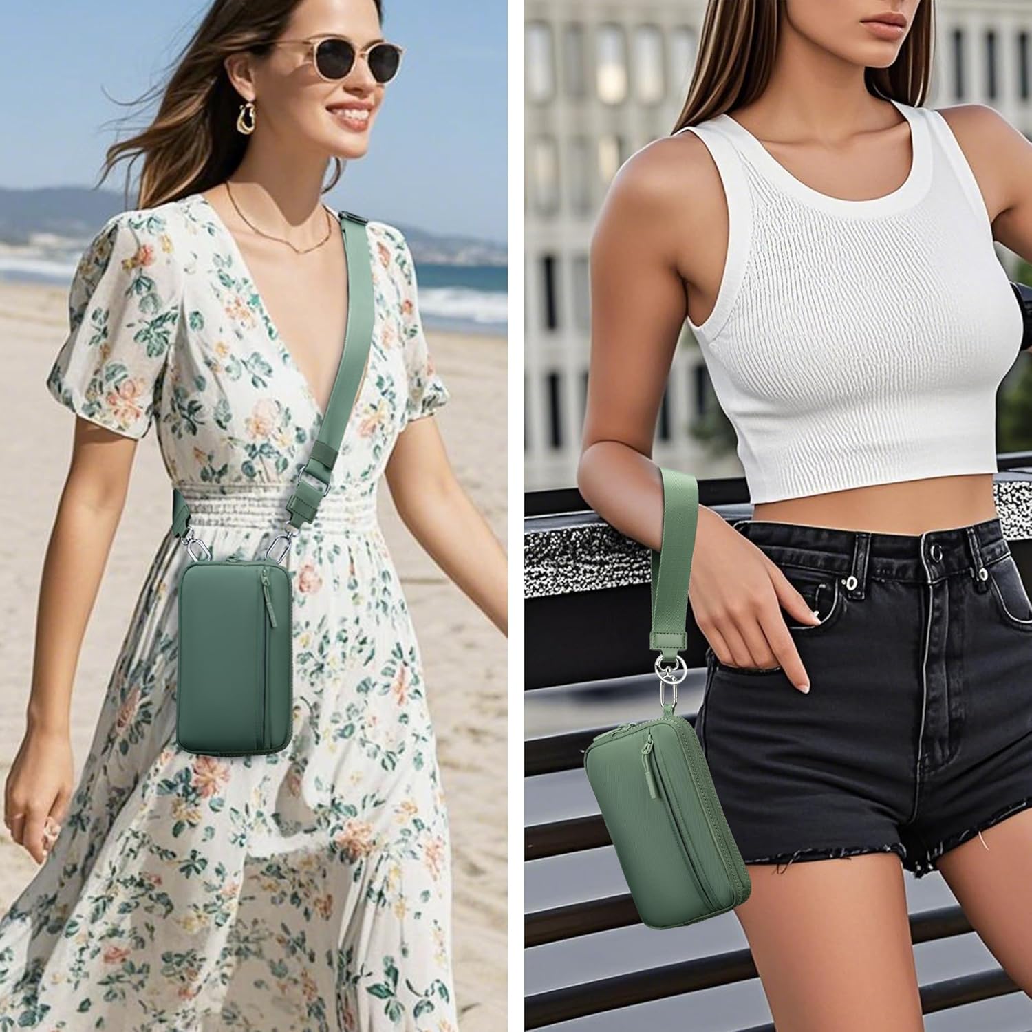 FODOKO Wristlet wallets for women Nylon Quilted Wallet with 4 Zippers,Travel Credit Card,Holder Cell Phone Organizer - Image 2