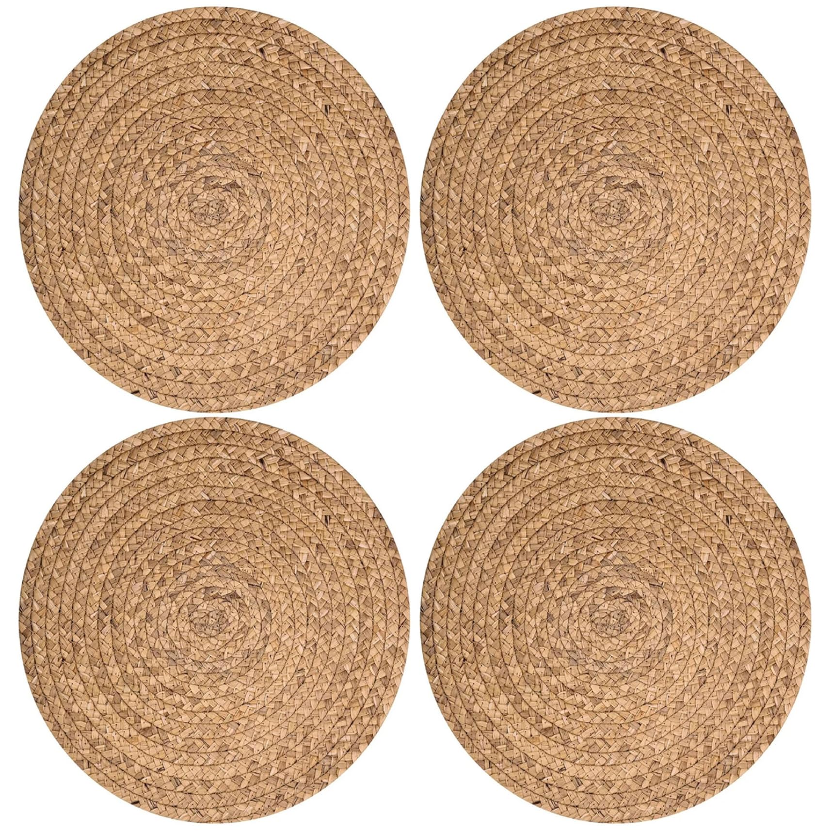 BEAHING Place Mats for Table 4, 10 Inch Round Rattan Placemats Papyrus Woven Placemats for Kitchen Dining Table