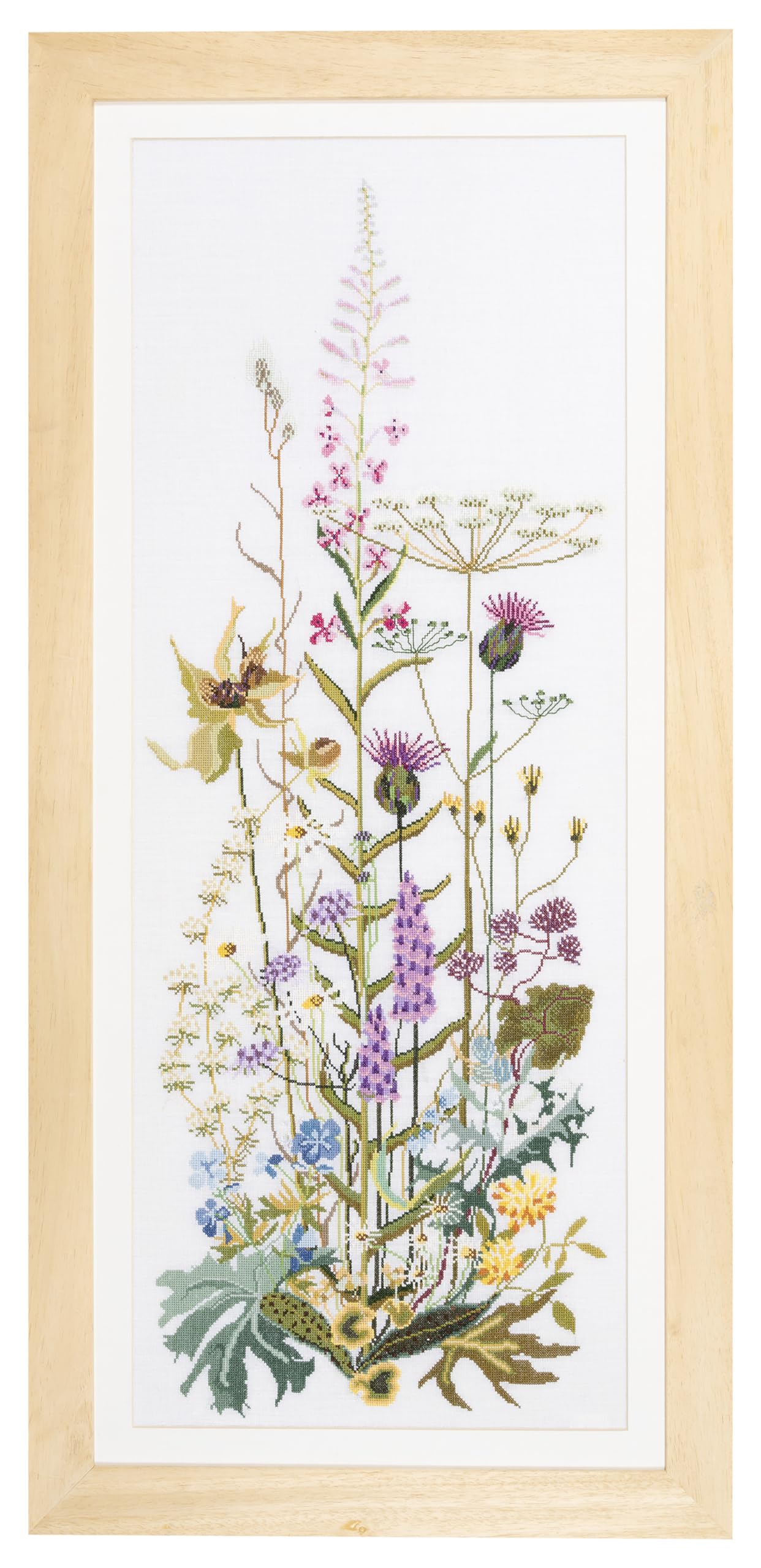 Thea Gouverneur - Counted Cross Stitch Kit - Wild Flowers - Aida - 16 Count - Embroidery Kit for Adults - DMC Embroidery Threads and Other Cross