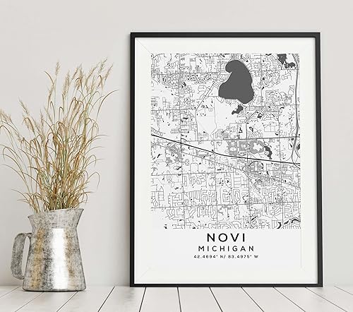 Miniatura 6 de Mapa de Novi, Michigan, Light 2 (12x16)