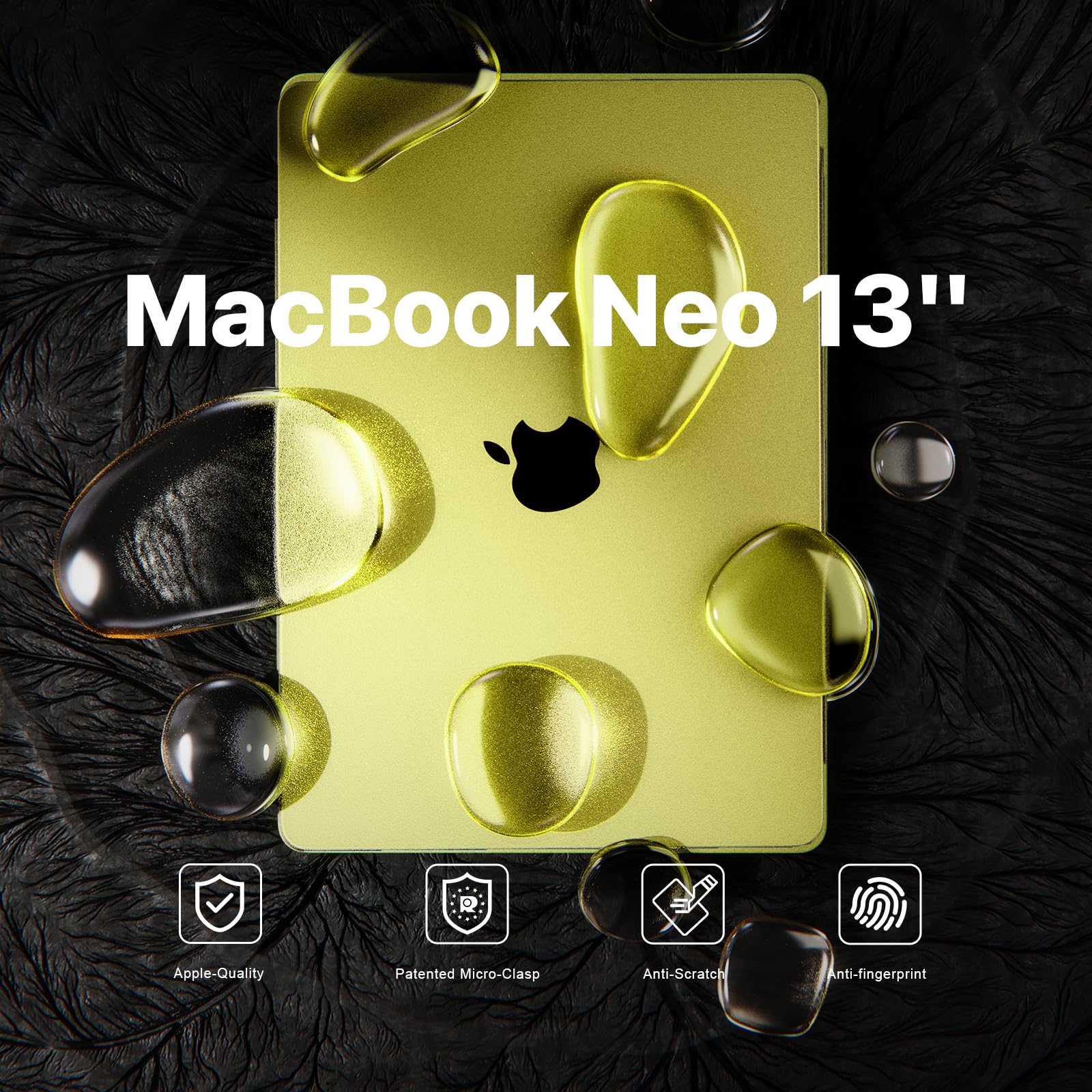 Soonjet for MacBook Neo Case 13 inch 2026 New A3404 | 100% Match Official Color | Anti-Crack & Scratch | Yellow Laptop Cover Protective Hard Shell | Student Travel Mac Accessories | Citrus Clear - 3