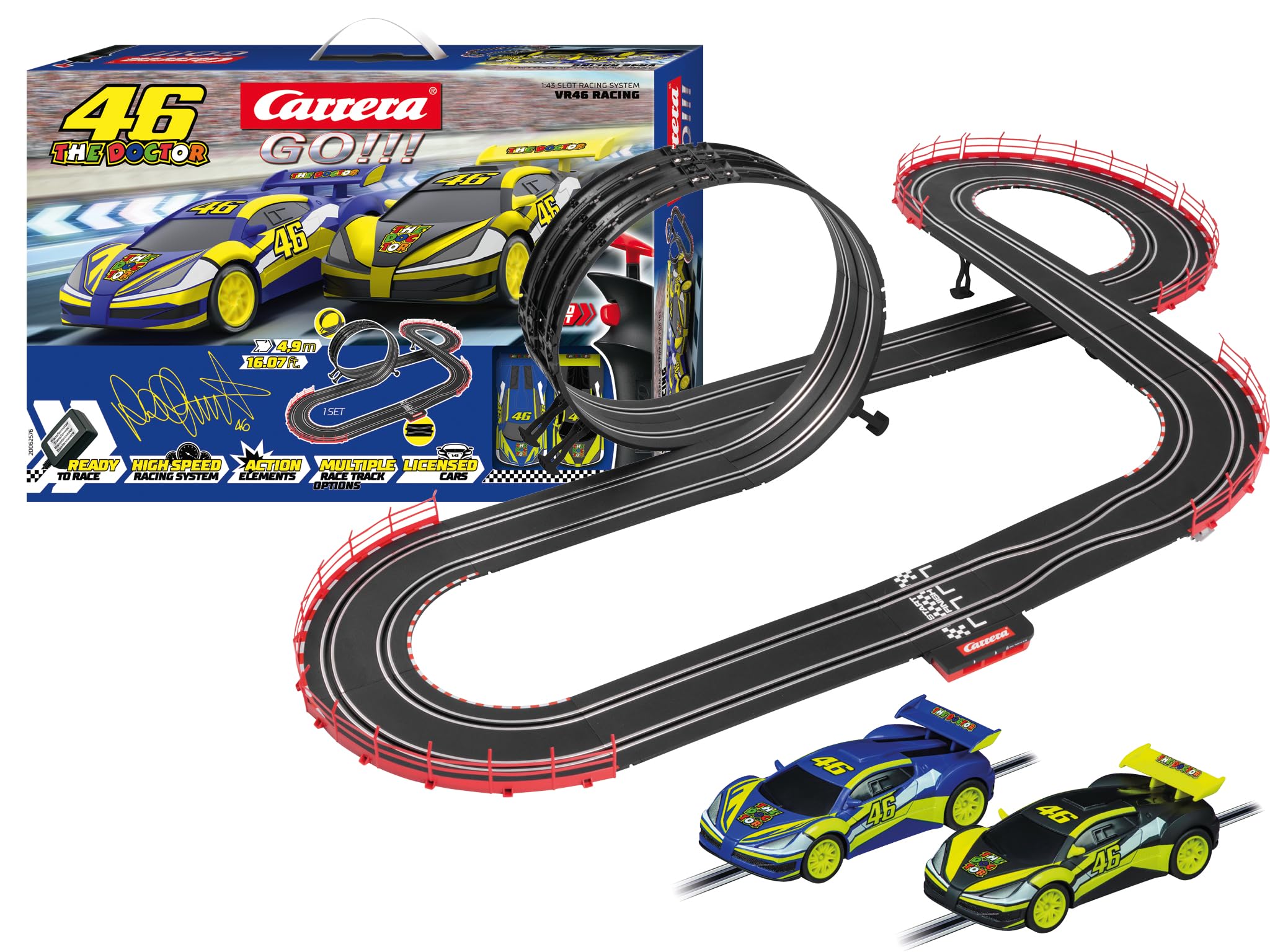 Carrera GO!!! VR46 Ultimate Racing Rennbahn-Set I Rennbahn mit lizensierten Slotcars | bis zu 2 Spieler | Für Kinder ab 6 Jahren & Erwachsene