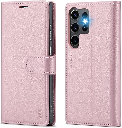 FLIPALM Funda tipo cartera para Samsung Galaxy S23 Ultra con bloqueo RFID, soporte para tarjetas de crédito, de piel sintética, función atril,