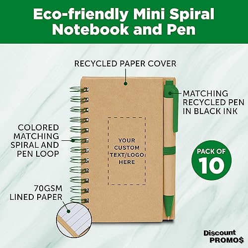 Miniatura 3 de Mini cuadernos en espiral personalizados con bolígrafos de tinta negra, juego de 100, paquete personalizado a granel, perfecto para la escuela,