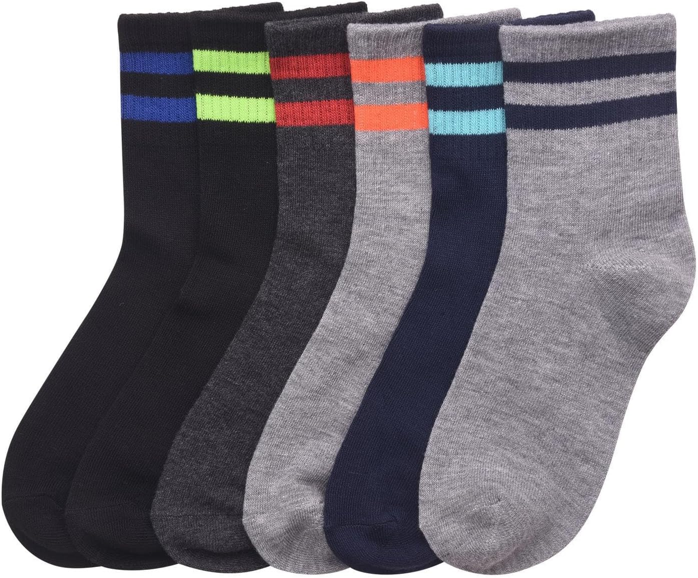 ToBeInStyle Kids' Pack of 6, 12 or 24 Everyday Ankle Length Warm Assorted Solid and Print Crew Socks