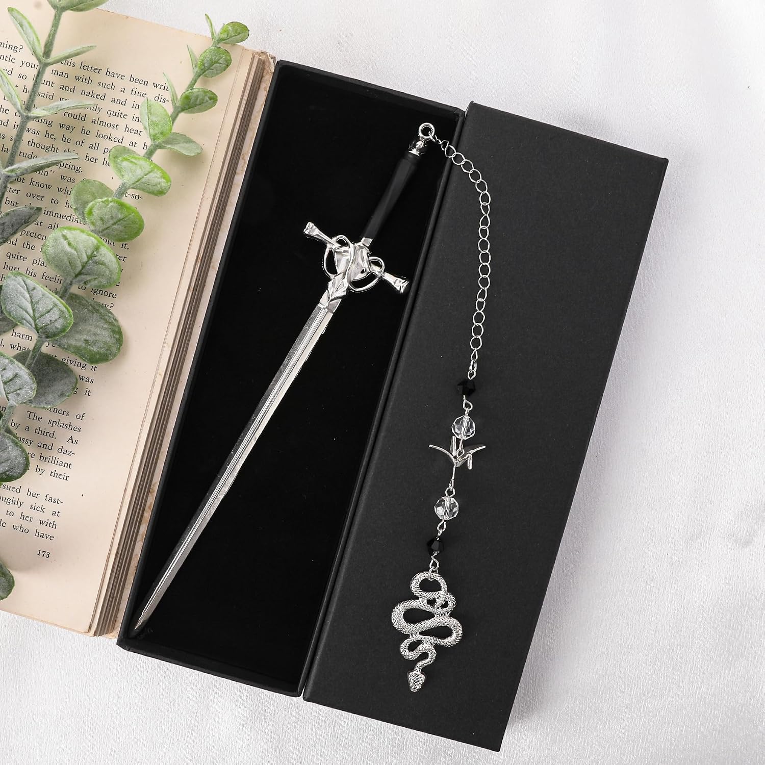 Fantasy Sword Metal Bookmark - Unique Snakes Crane Charm Book Marks image 5