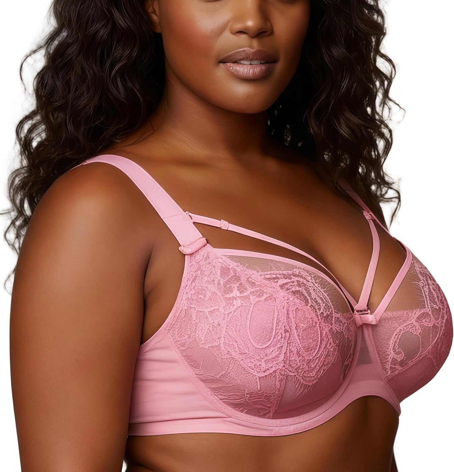 Curves Plus Size Lace Underwire Bra Full Coverage Supportive Non Padded Comfort Bras