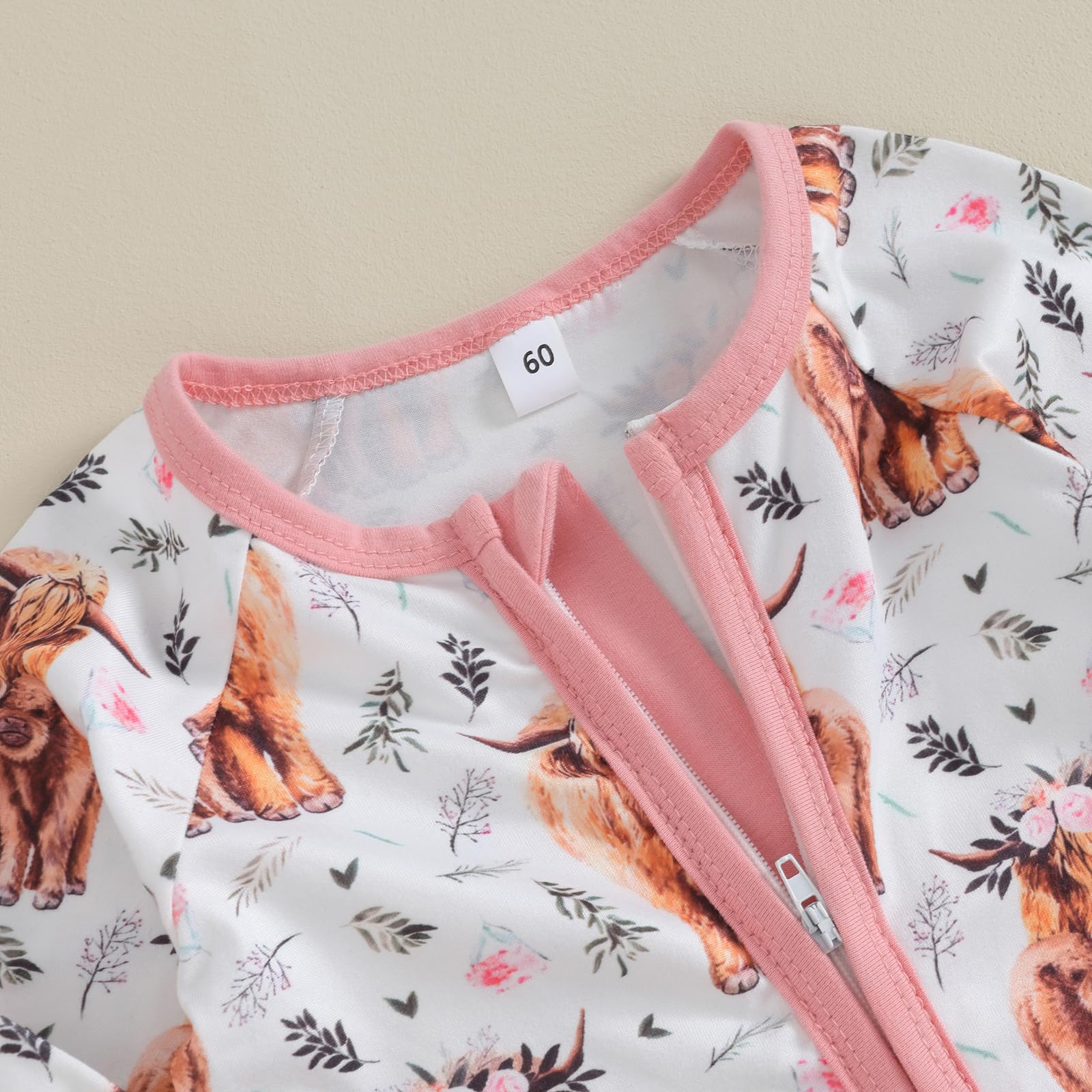 Karwuiio Baby Boy Girl Western Clothes Cow Print Long Sleeve Romper Jumpsuit One Piece Newborn Fall Winter Outfit (Pink Cow Print, 0-3 Months)