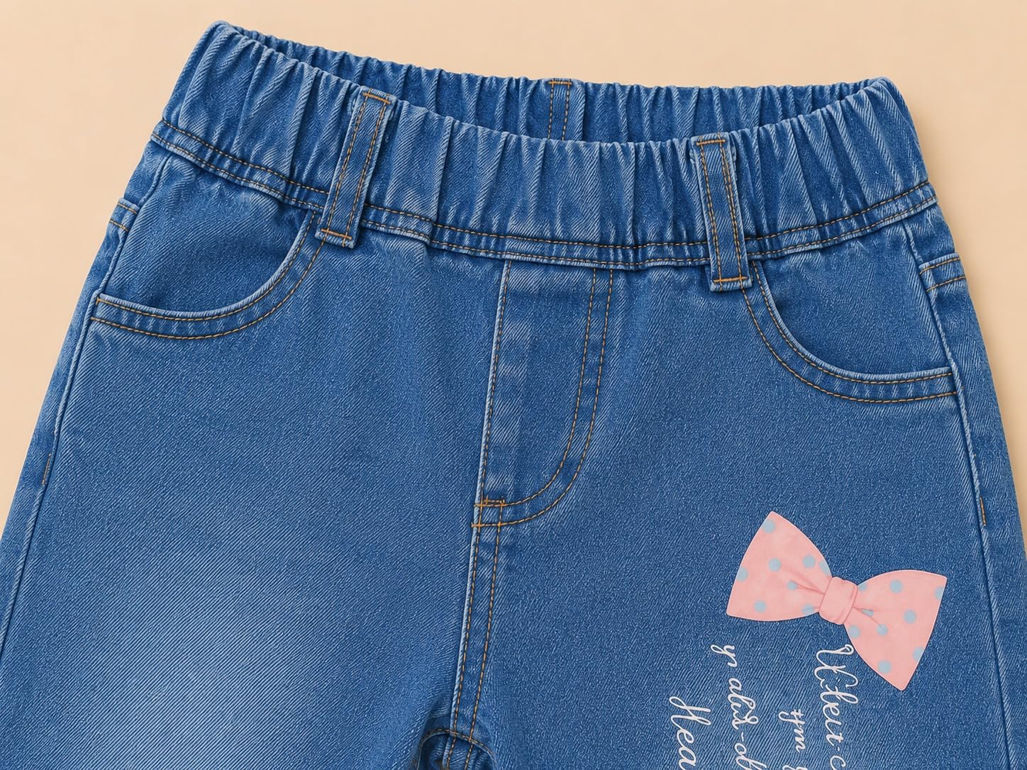 A.T.U.N. (ALL THINGS UBER NICE) Klassische Denim-Jeans für Mädchen, weiche Haptik, 100 % Baumwolle, elastischer Bund, bequeme, stilvolle Alltags-Denim-Hose für Kinder