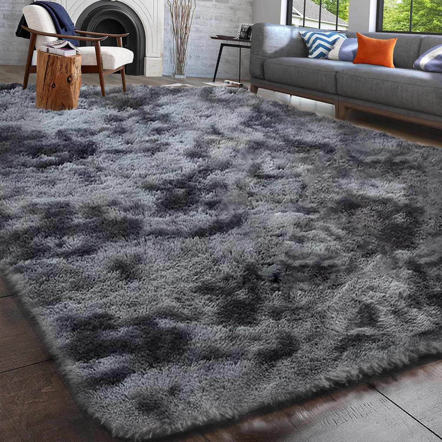 Tappeti Soffici Tappeti per Soggiorno Tappeto Morbido Antiscivolo per Camere da Letto Moderne (160 x 230 cm, Nero Grigio)