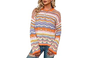Women Colorful Knit Pullover Crochet