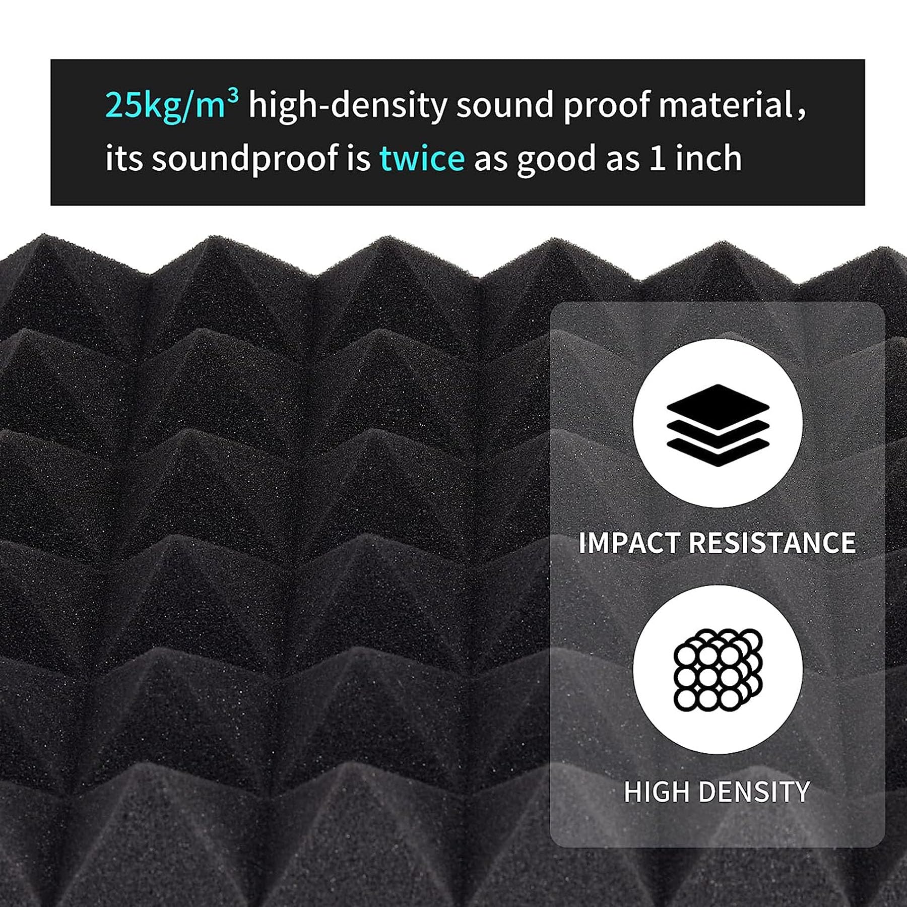 Lot de 12 panneaux acoustiques autocollants en mousse acoustique - Absorbeur acoustique - Mousse alvéolée - Tapis d'insonorisation pyramide - Panneaux acoustiques - Tapis en mousse acoustique