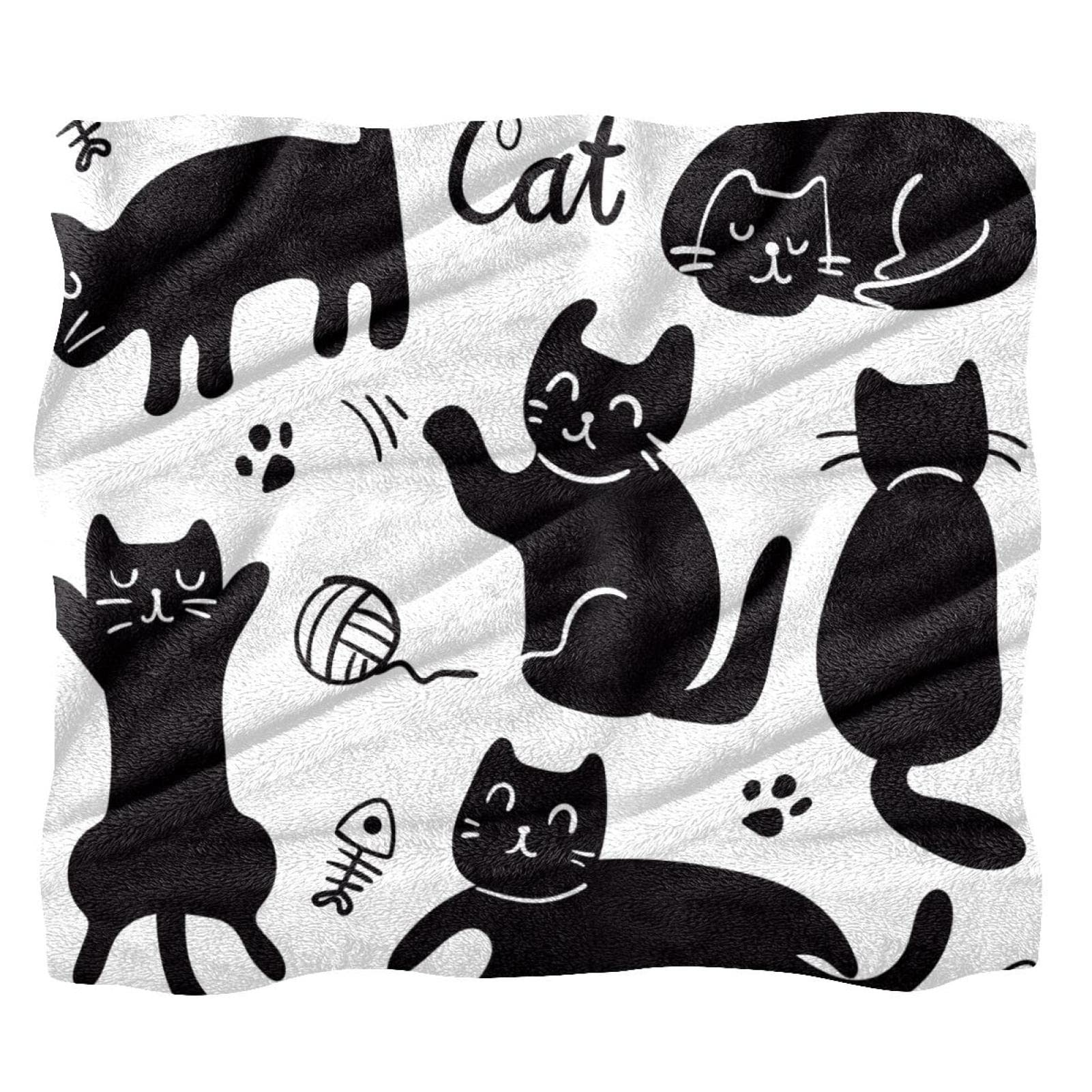Couverture polaire lit motif chat plaid chaud lavable en machine