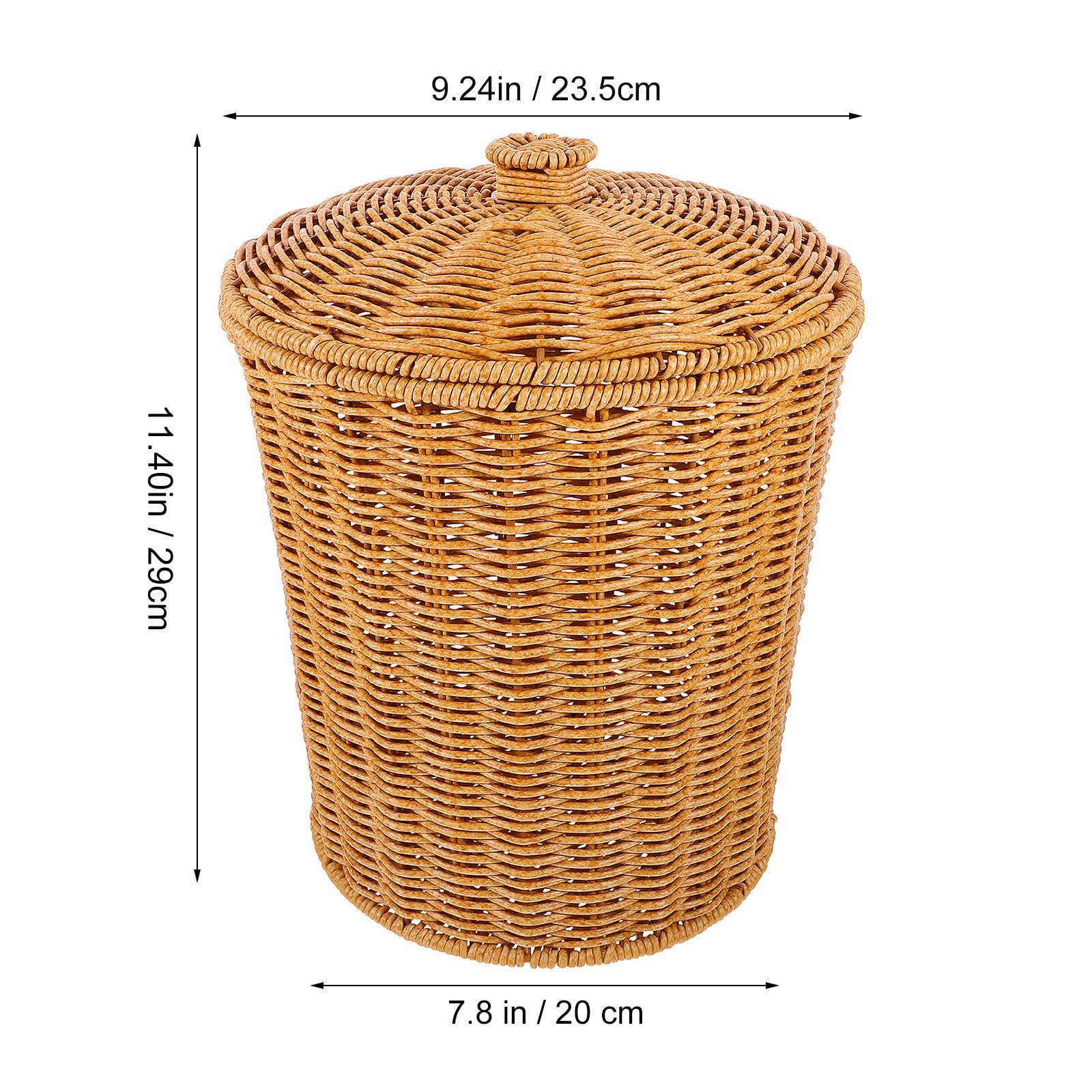 Baul Mimbre Tapa para Almacenamiento en Casa, Cesta de Pp Equilibrio Estable y Diseño que Ahorra Espacio, Adecuado para Dormitorio y Baño