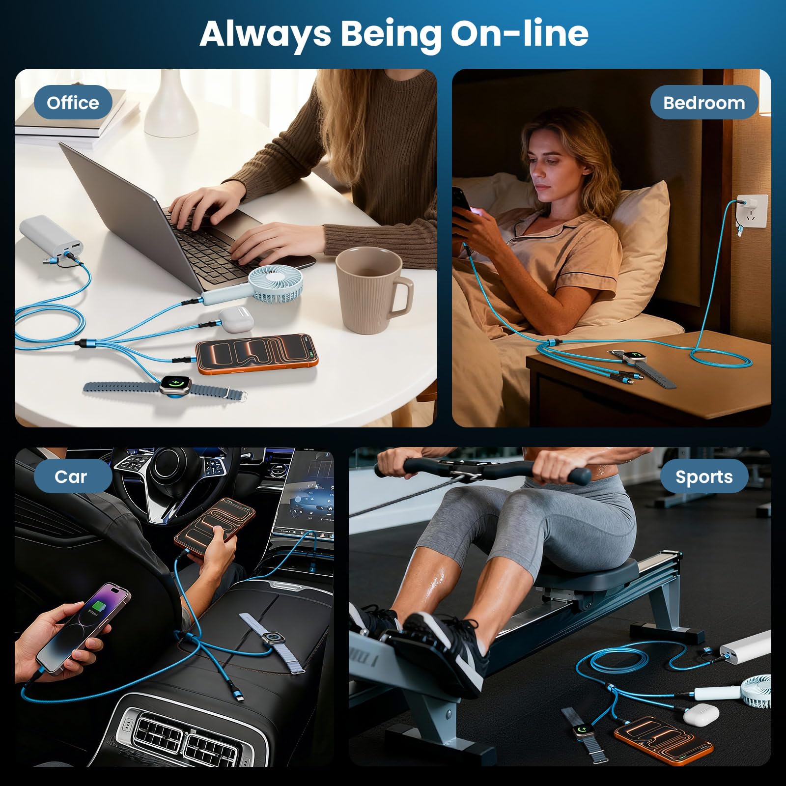 Cruise Travel Essentials 2026, doppio cavo di ricarica USB C 4 in 2, 1,5 m, ingresso USB A/C, trasferimento dati porta 1 C, caricabatterie iWatch e IP, ricarica simultanea per iPhone 17-11, iPad