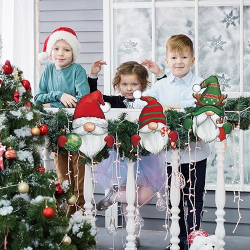 Vista 6 de Barydat 5 piezas de decoración de valla de Navidad Peeker para decoración de jardín y patio, decoración al aire libre de Navidad, bonito letrero