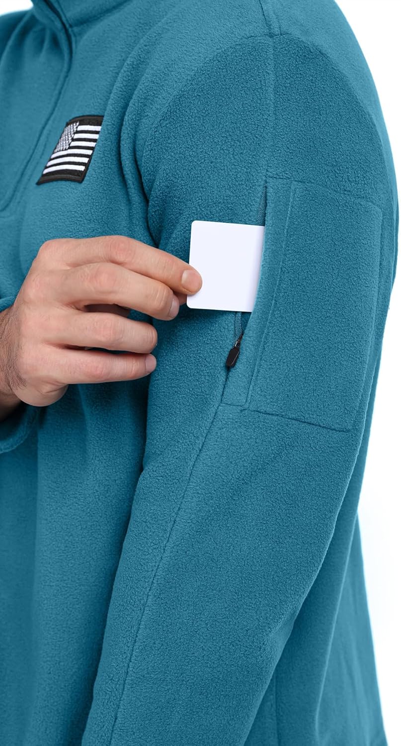 Mens USA Flag Graphic Sweatshirt American Patriotic 1/4 Zip Long Sleeve Pullover with shoulder pocket - Image 4