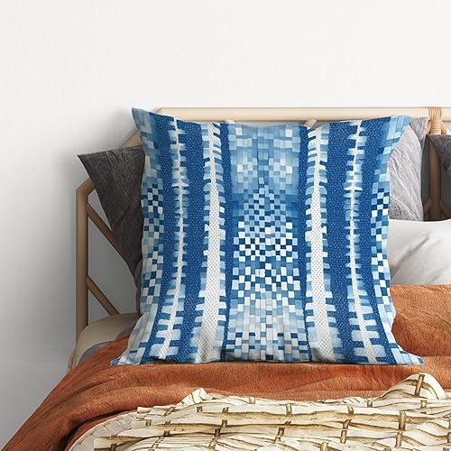 Miniatura 5 de Zyadsinoudor Asian Style Pillow Cover Antelope Aqua Animal Square Cushion Cover Chinoiserie 24x24in Decorative Pillow Home Cotton Linen Elegant