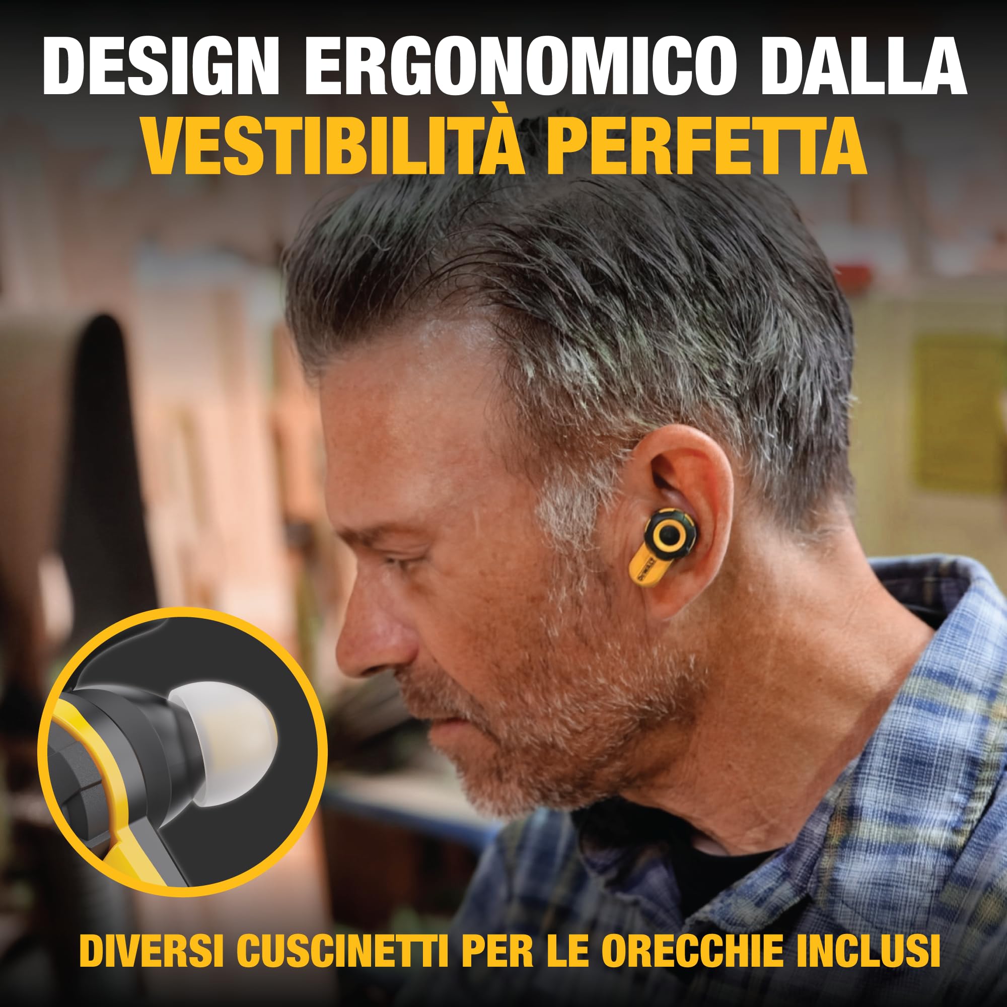 DEWALT - Auricolari Bluetooth Jobsite Pro X2 ANC completamente wireless, auricolari da lavoro con riduzione del rumore fino a 38 dB, controlli a rotazione, autonomia di 10 ore (più di 40 con la