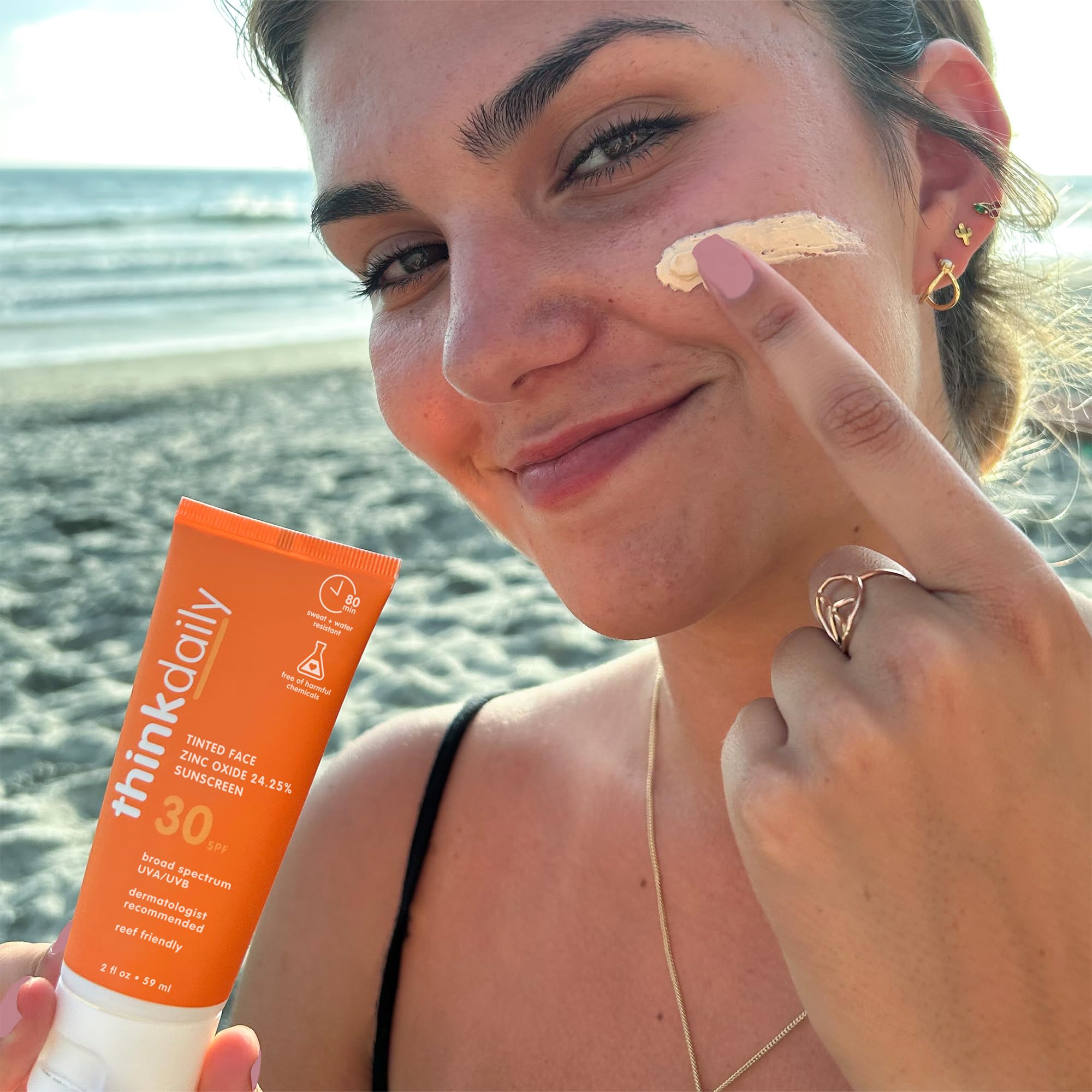 THINK Sport Everyday Face Sunscreen, Naturally Tinted, Currant, 59 ml