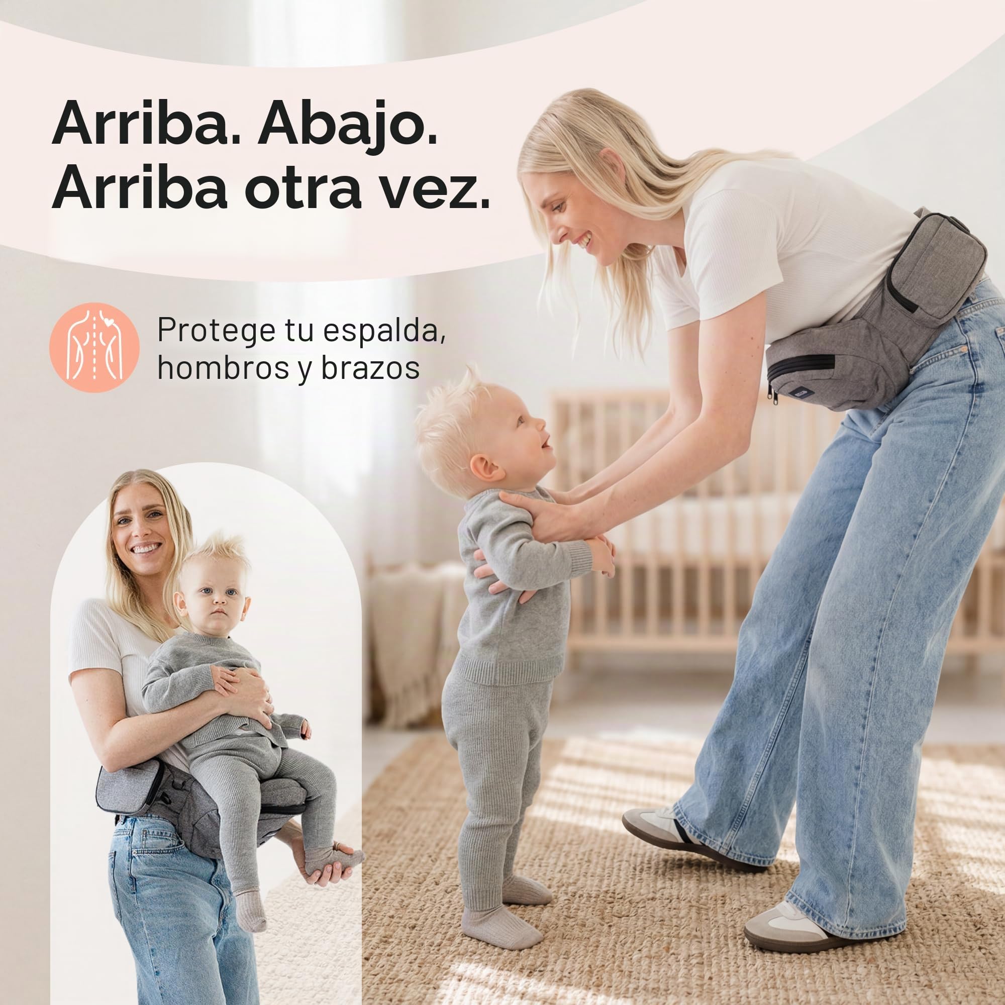 Tushbaby - Mochila Portabebés Ergonómica 0-36 Meses - Cinturón Portabebés Ligera, Con 5 Grandes Bolsillos - Recomendada Por Pediatras - Con asiento con Espuma de Memoria y Certificado De Seguridad