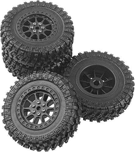 Miniatura 4 de Neumáticos de goma OD de 2.7 pulgadas y llantas de plástico compatibles con MN Modelo MN90 MN91 MN45 MN96 MN99 MN99S MN98 112 RC Car (negro)