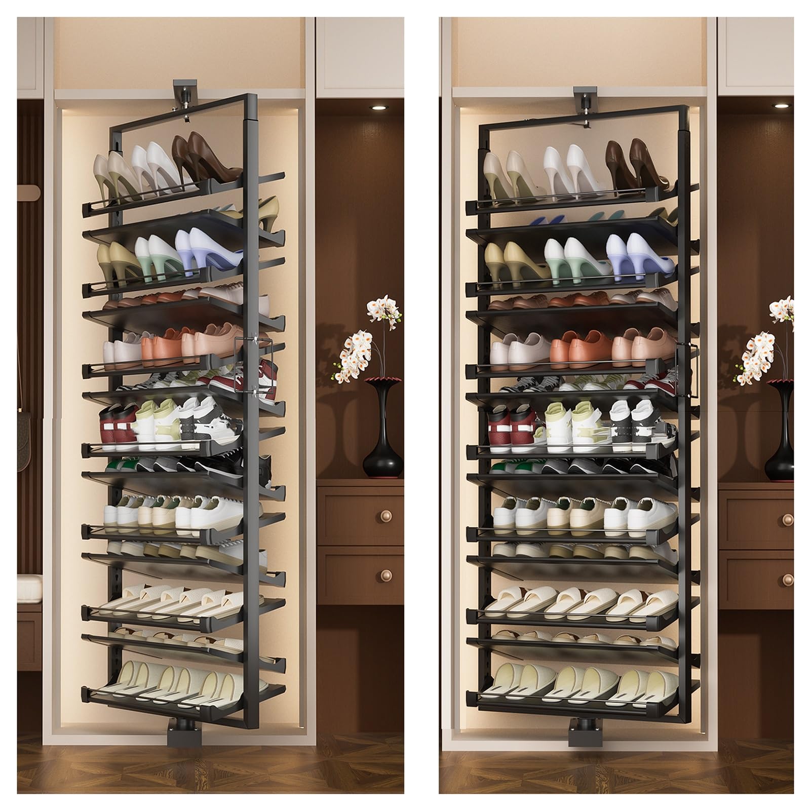 Zapatero extraíble giratorio de 360°, armario para Zapatos de Doble Cara con altura Ajustable, estante de almacenamiento de Pie para El hogar, ahorra espacio (9 niveles)