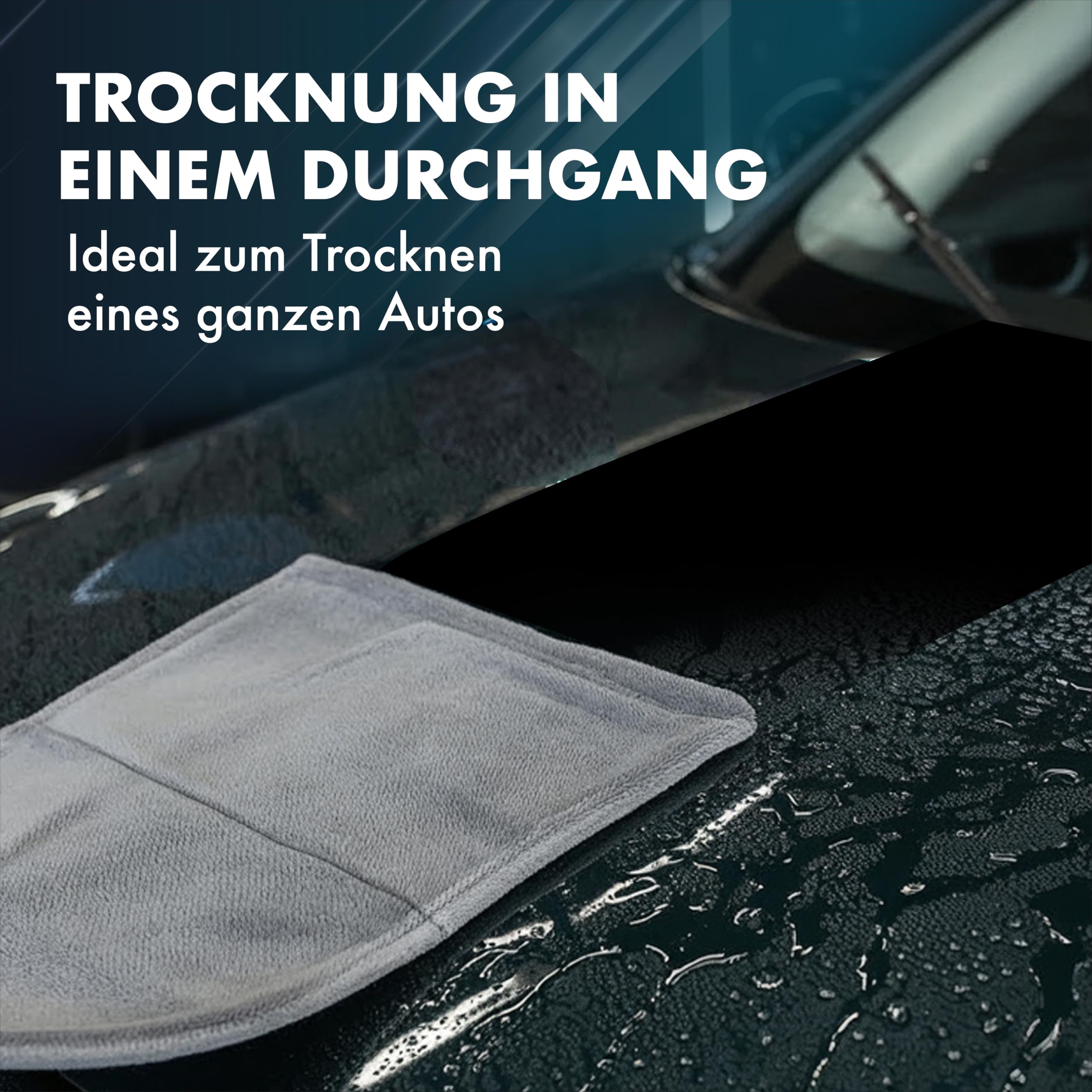 ZENAKIO Car Drying Cloth – Pack of 2 80 x 50 cm + 40 x 40 cm – 1800 GSM Ultra Absorbent Microfibre Cloths Car Care and Motorcycle - 2